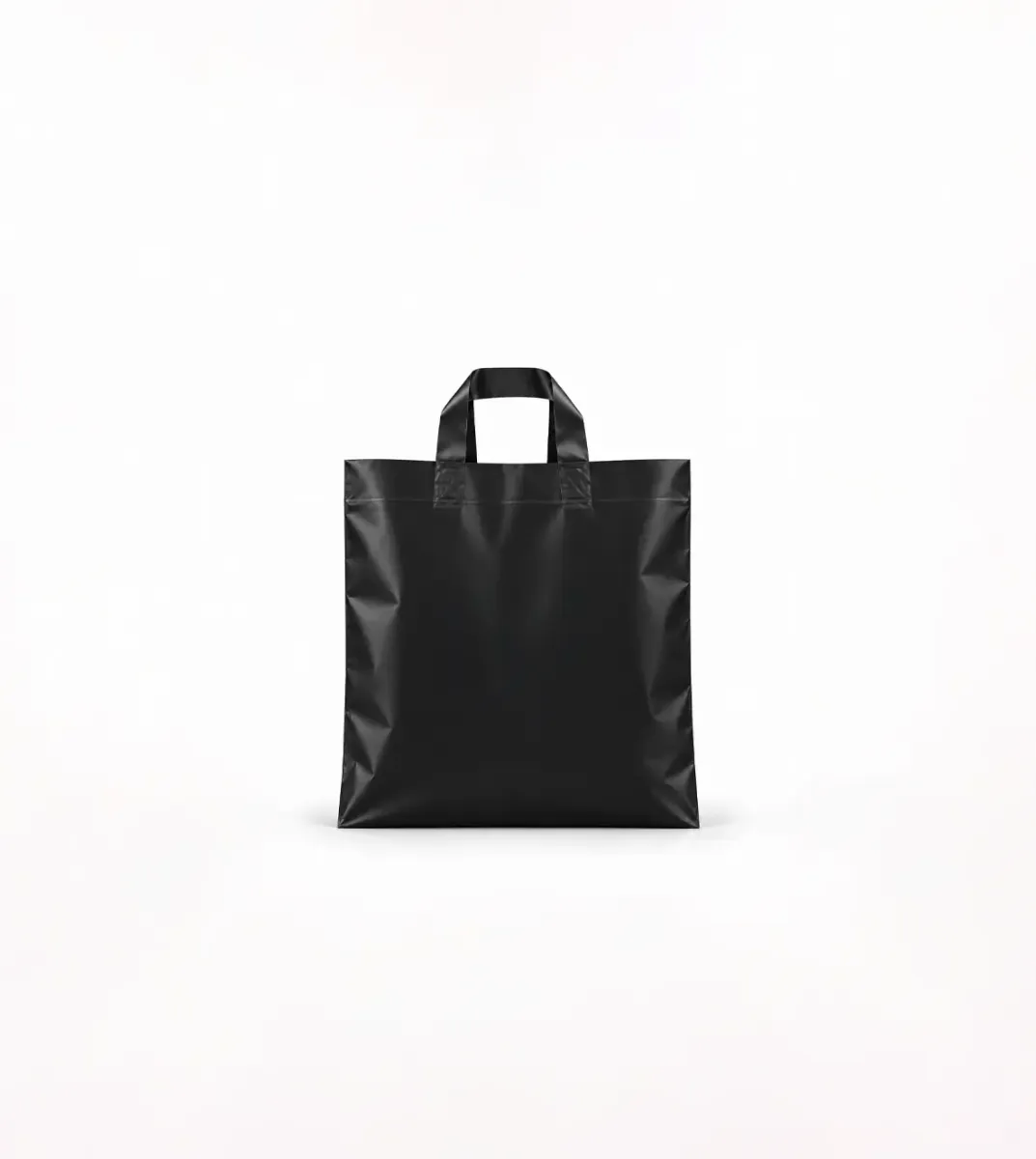 Sacola de Plástico Alça Fita · Preto Fosco · sem impressão