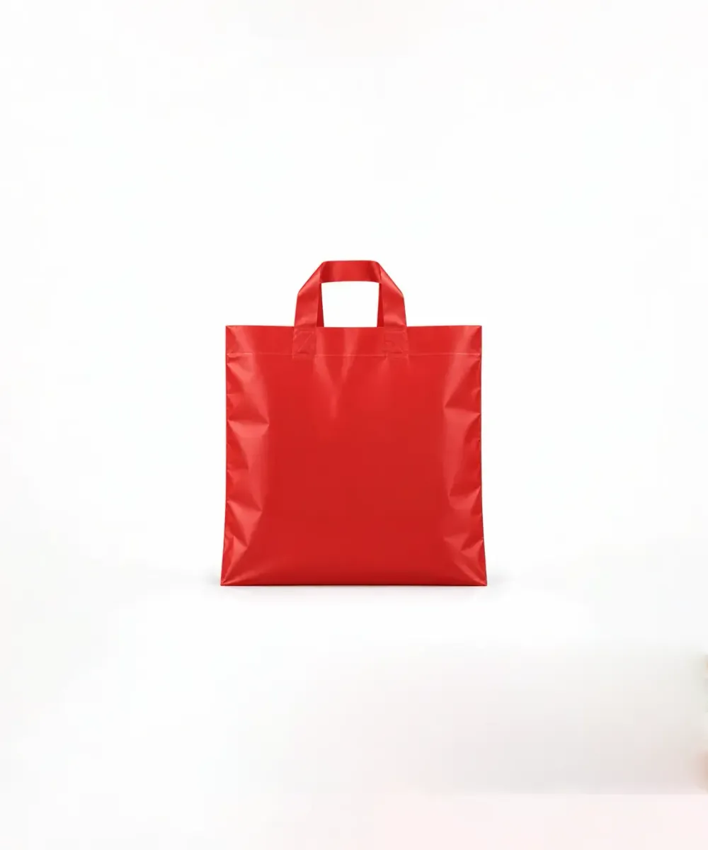 Sacola de Plástico Alça Fita · Vermelho Fosco · sem impressão