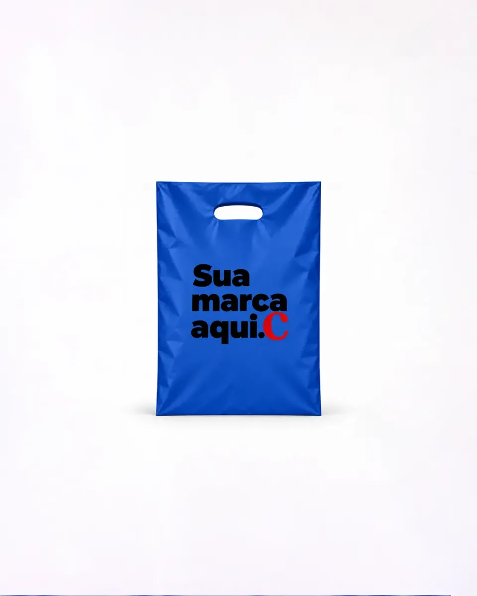 Sacola de Plástico Alça Vazada · Azul Royal Fosco · sem impressão
