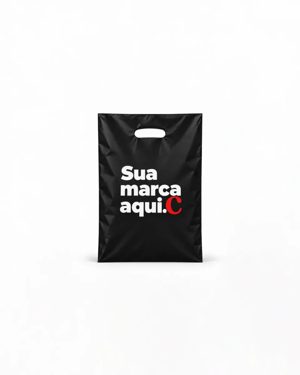 Sacola de Plástico Alça Vazada · Preto Fosco · sem impressão