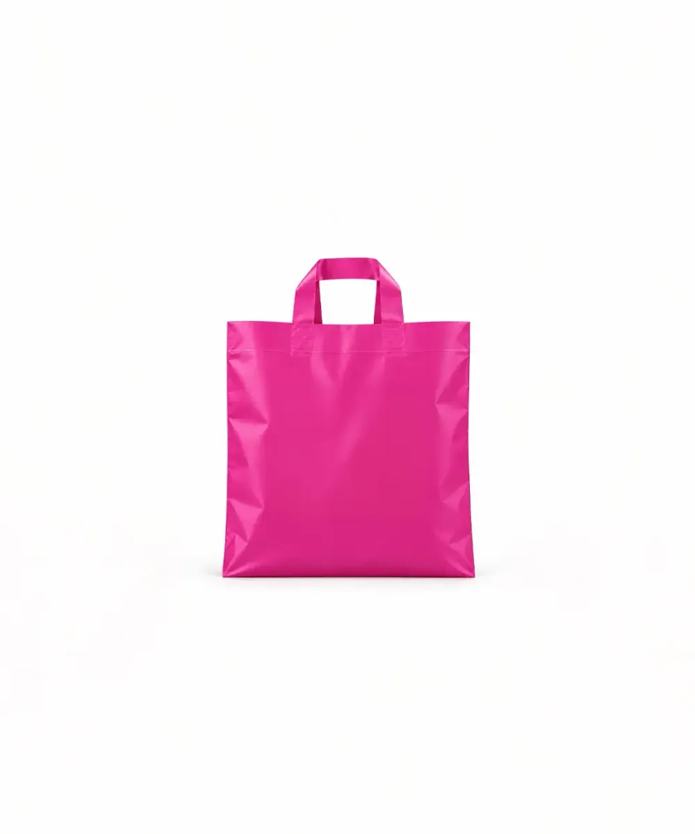 Sacola de Plástico Alça Fita · Rosa Fosco · sem impressão