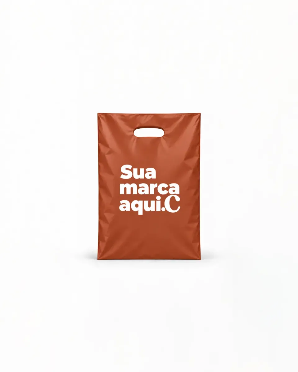 Sacola de Plástico Alça Vazada · Bronze Fosco · sem impressão