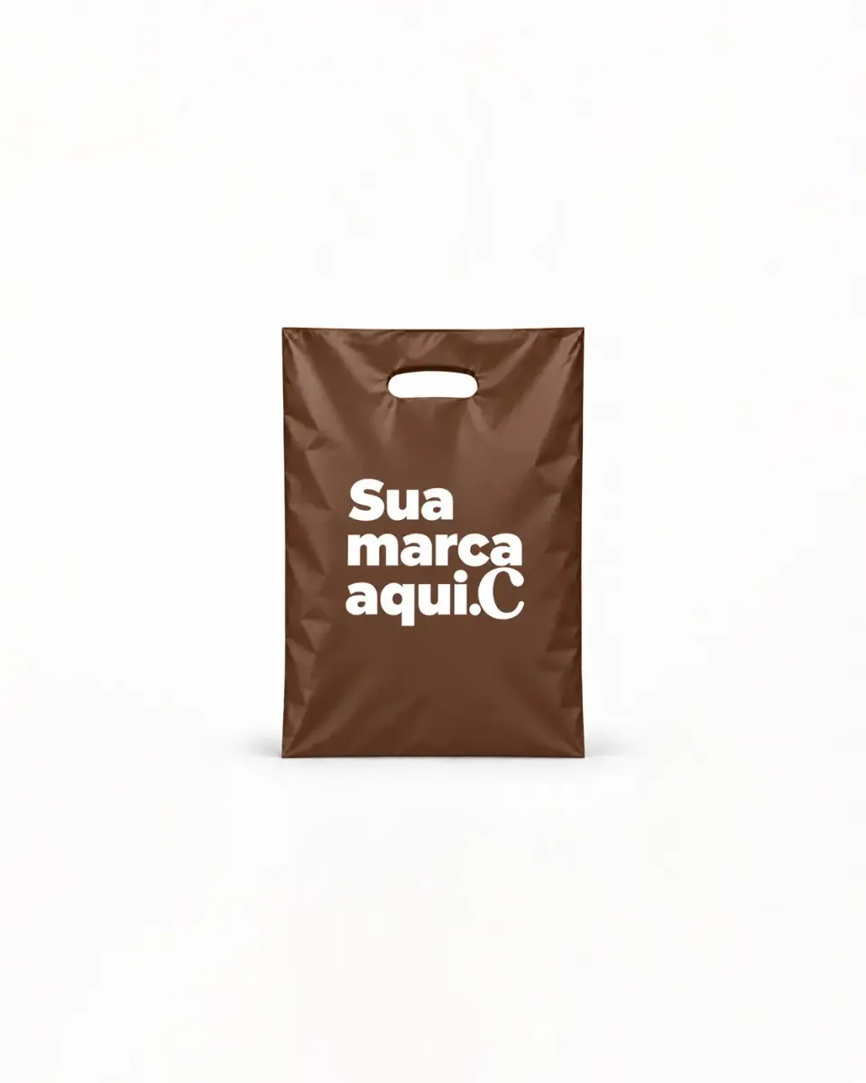 Sacola de Plástico Alça Vazada · Marrom Fosco · sem impressão